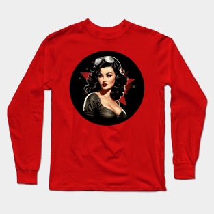 Pin up Girl Old Hollywood vibes 1940s Vintage fashionista Long Sleeve T-Shirt